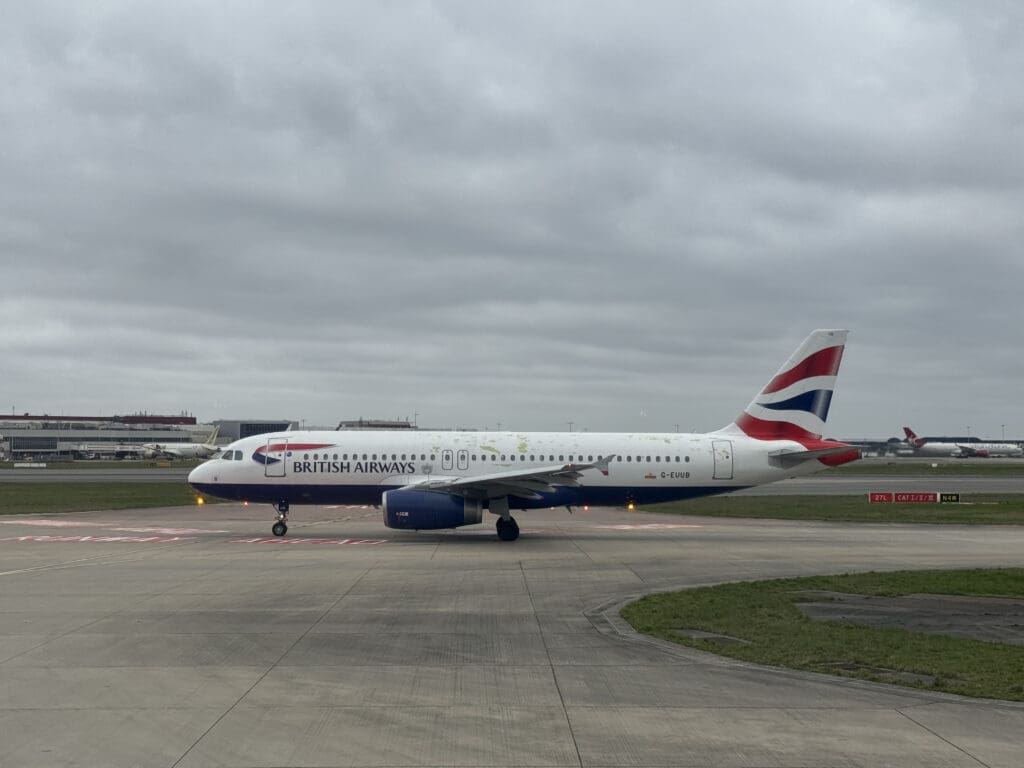a plane on the runway