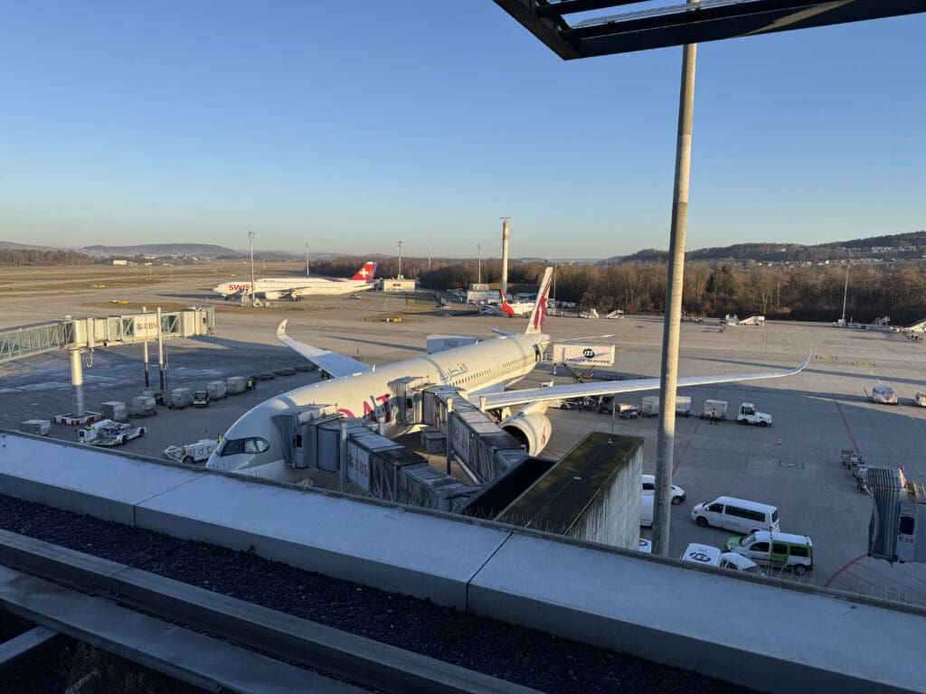 an airplane parked on a runway