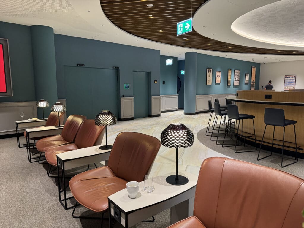 a room with chairs and tables