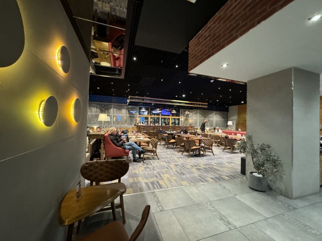 a room with tables and chairs