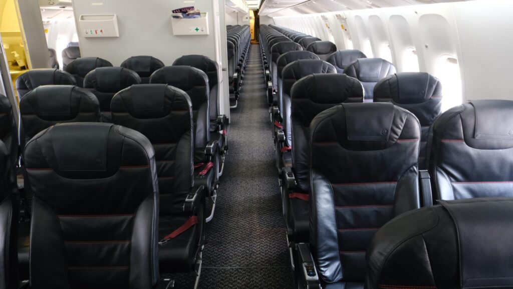 rows of seats in an airplane