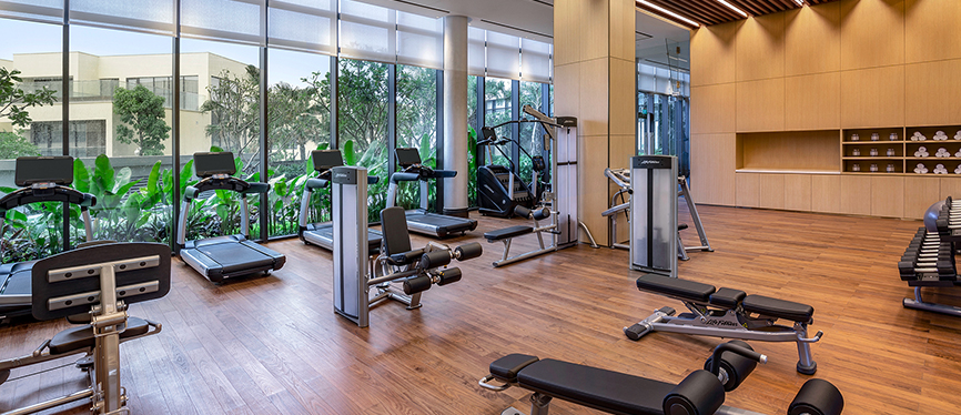 a gym with exercise equipment
