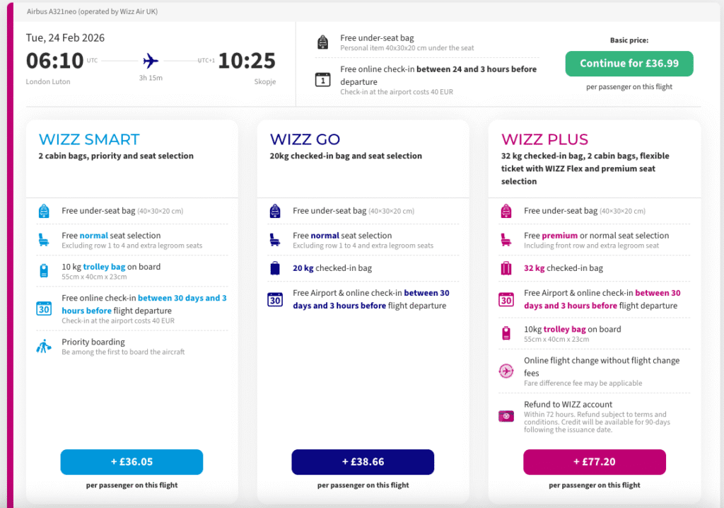 a screenshot of a flight schedule