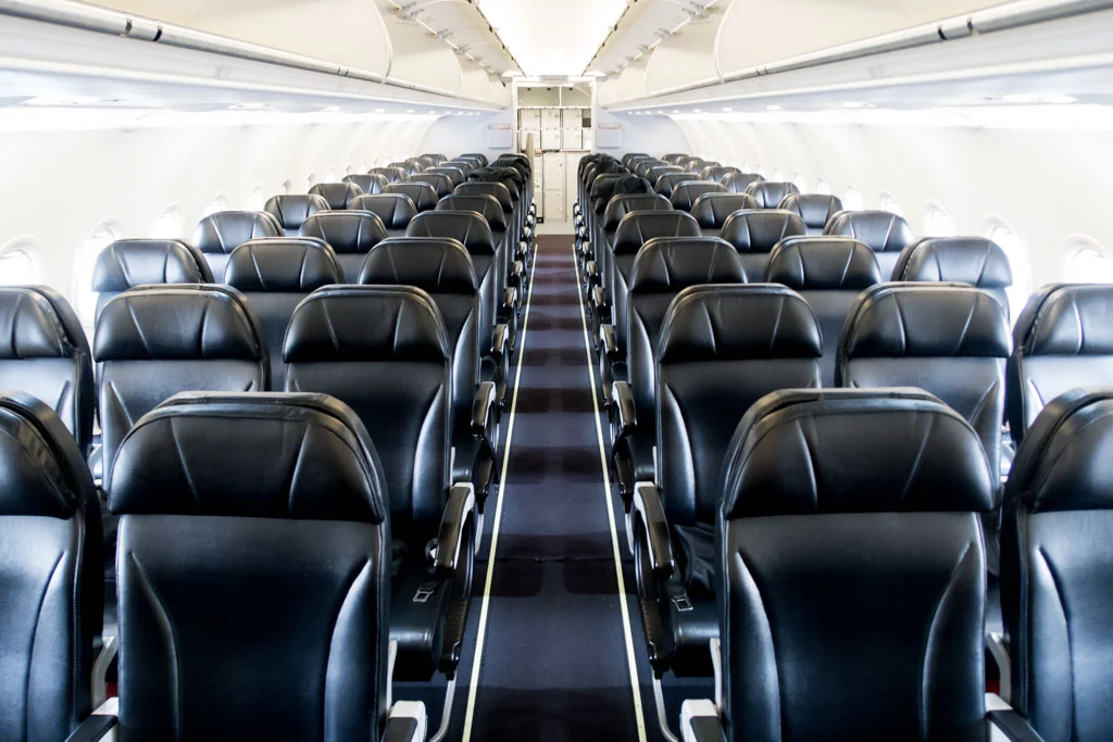 a row of seats in an airplane