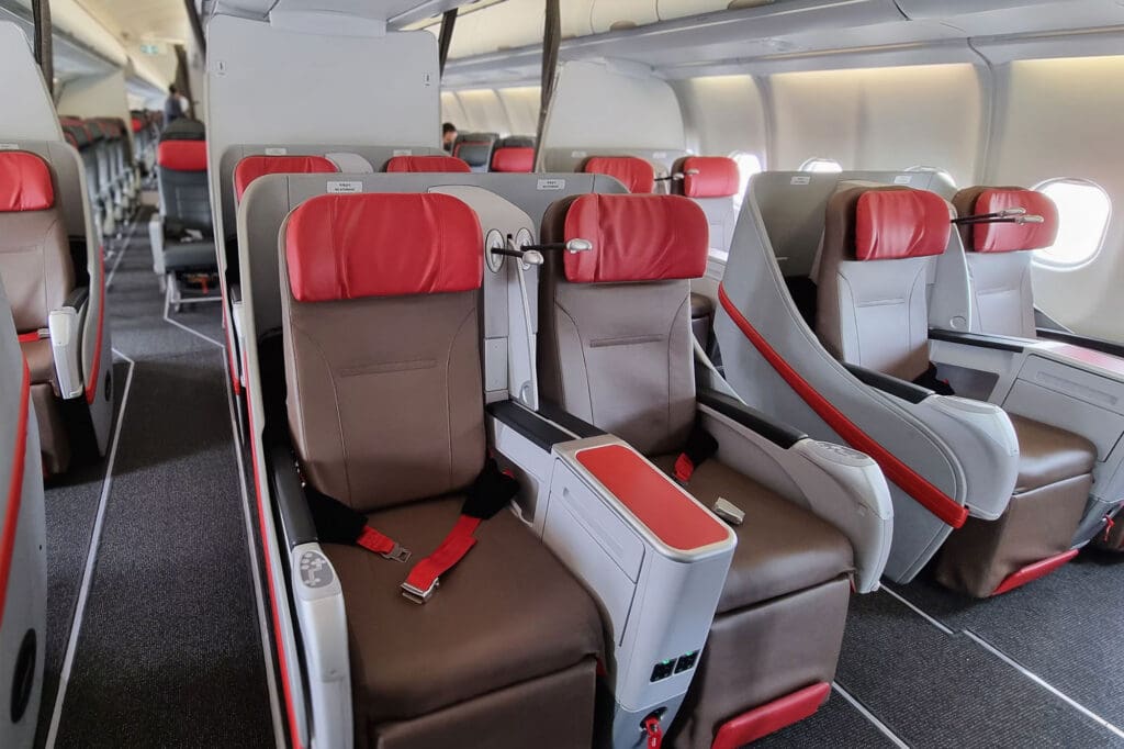 a row of seats in an airplane