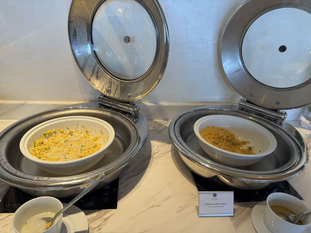 a group of bowls with food in them