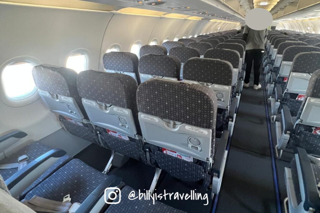 a row of seats in an airplane