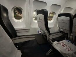 a plane with seats and windows