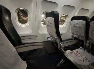 a plane with seats and windows