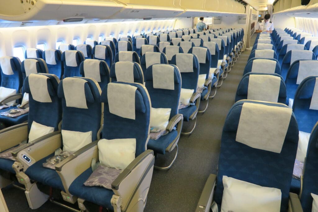 a row of seats in an airplane