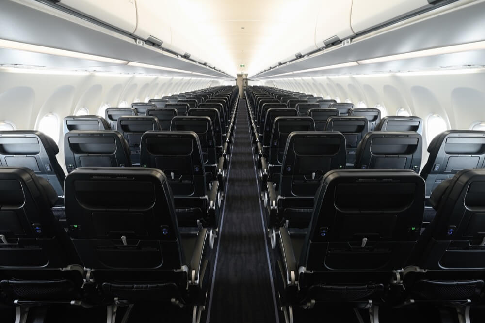 rows of seats in an airplane