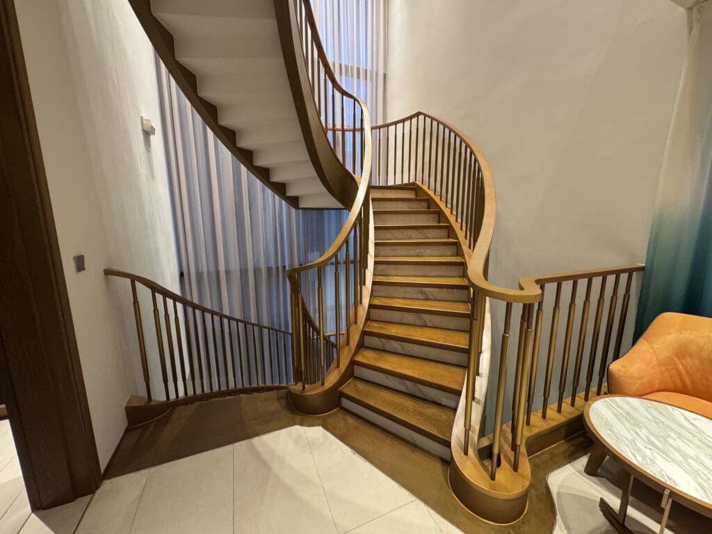 a spiral staircase in a house