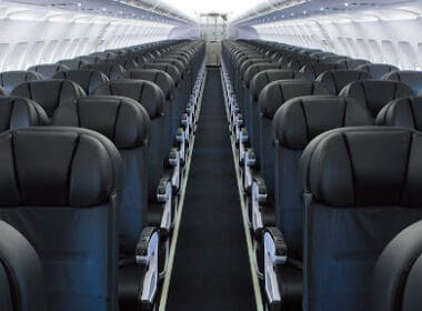 rows of seats in an airplane