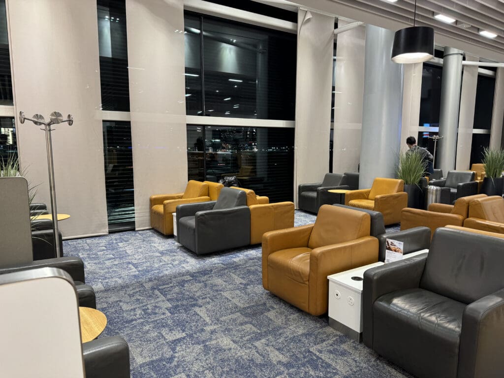 a room with chairs and tables