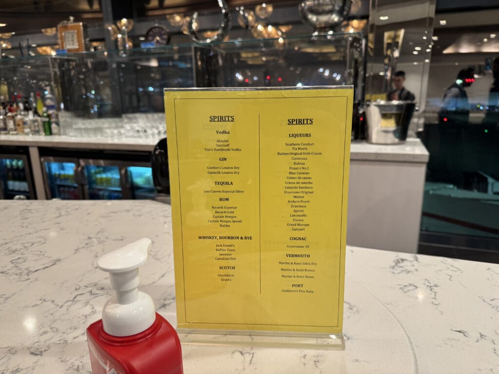 a yellow menu on a counter