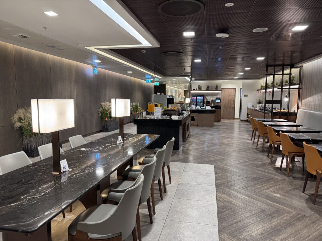 a restaurant with tables and chairs