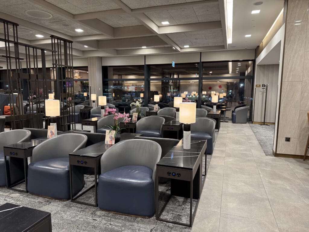 a room with chairs and tables