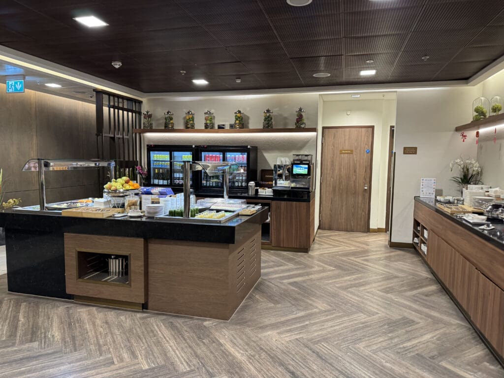 a food court with a buffet