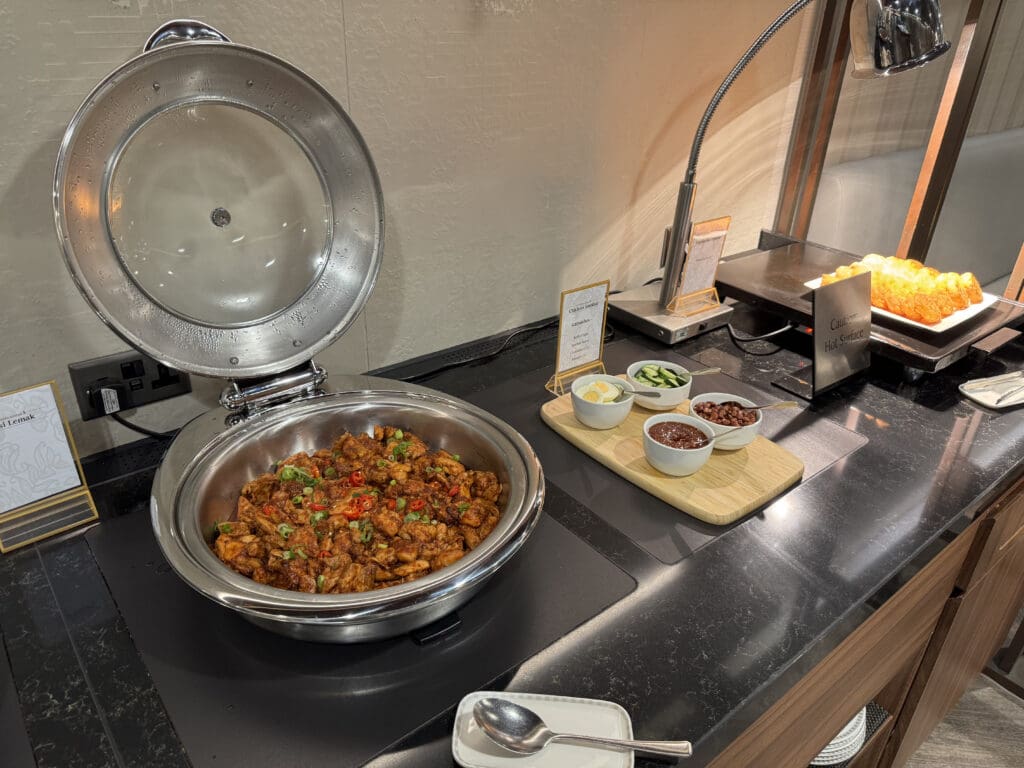 a food in a bowl on a counter