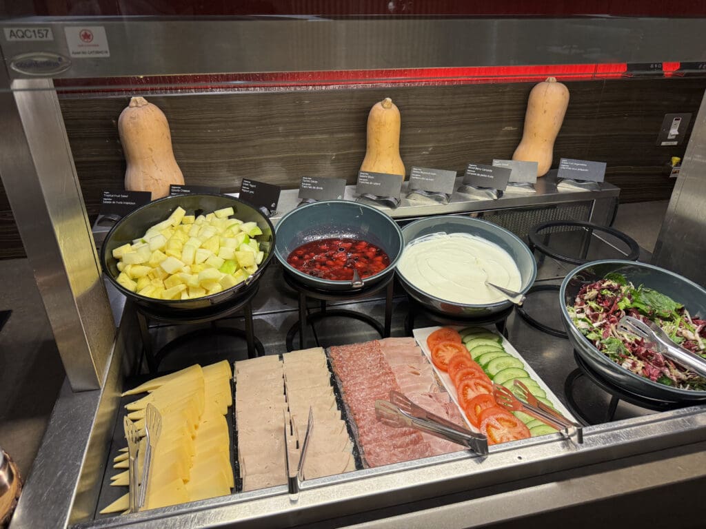 a buffet with different types of food