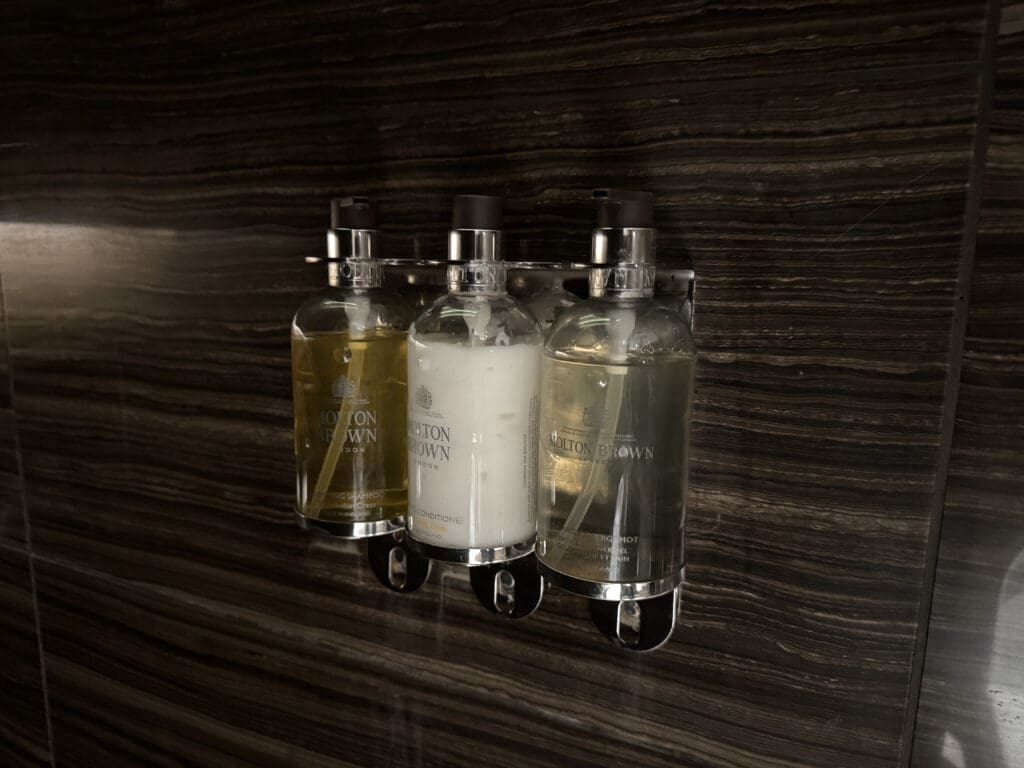 soap dispensers on a wall