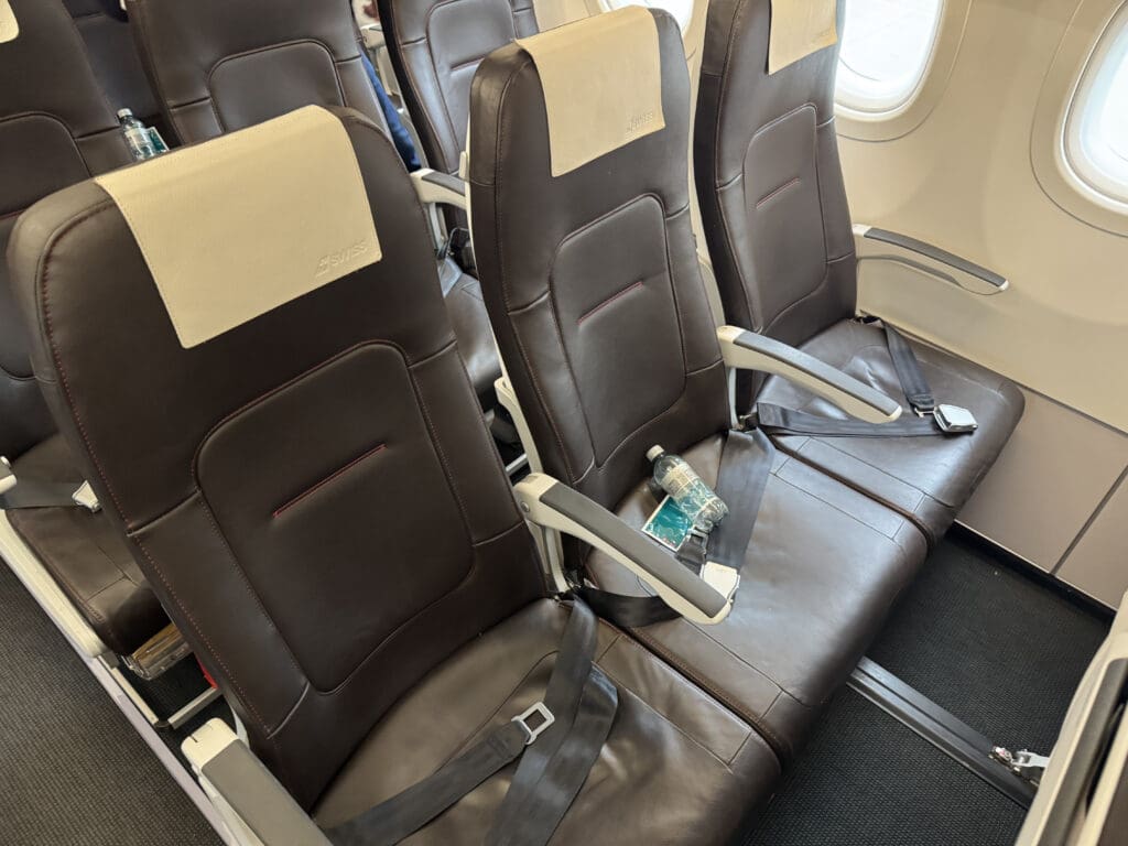 a row of seats in an airplane