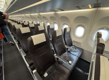 a row of seats on an airplane