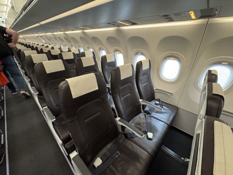 a row of seats on an airplane