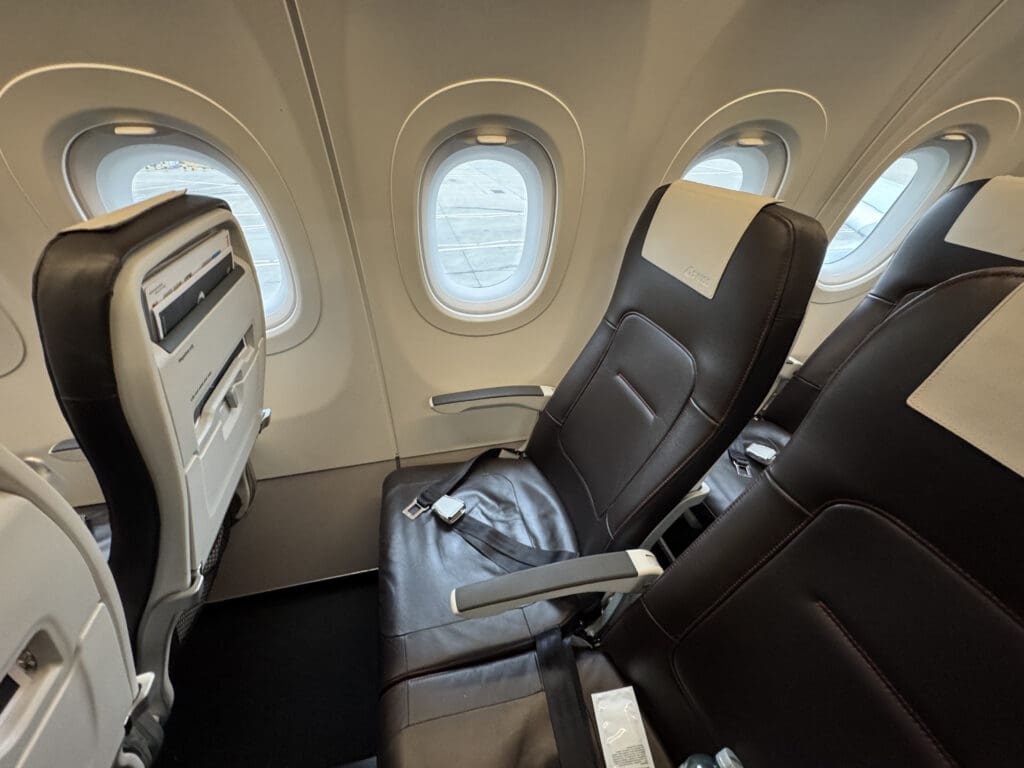 a seat in an airplane