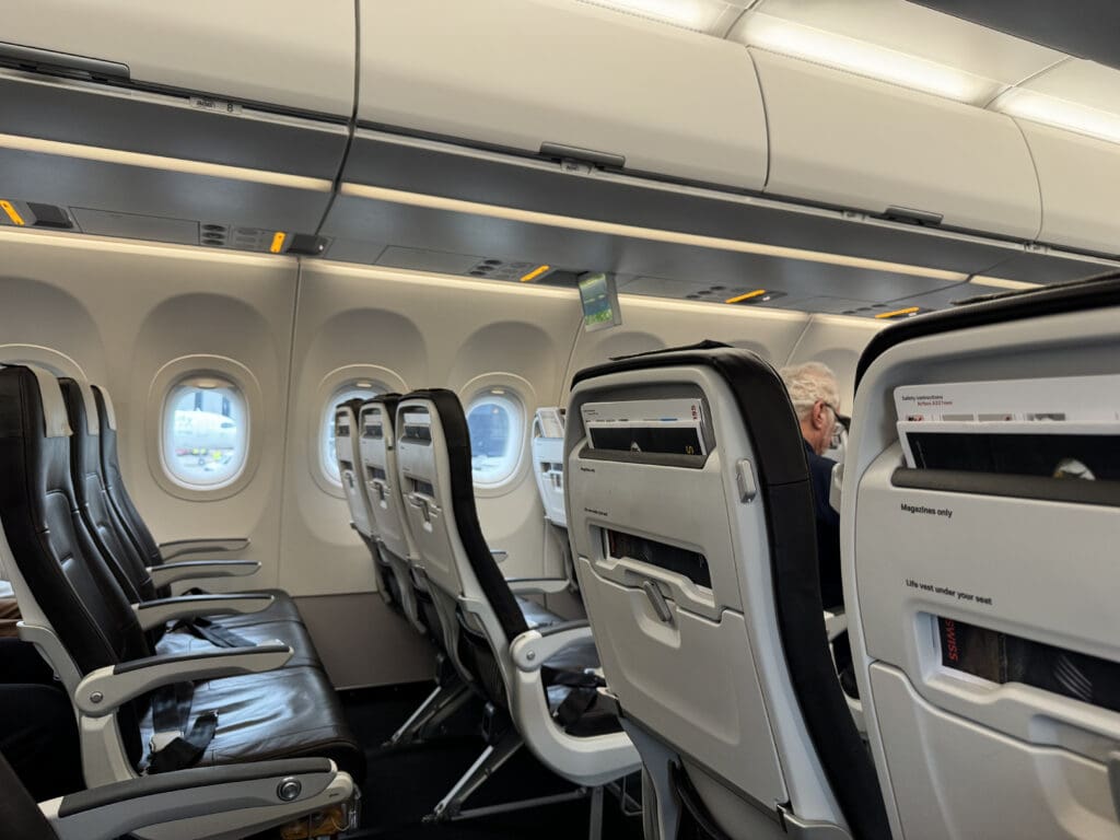 an airplane with seats and windows