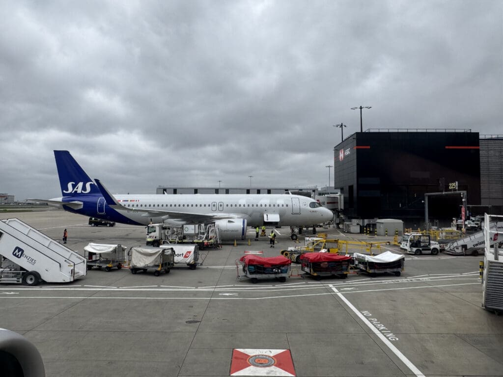 an airplane parked at an airport