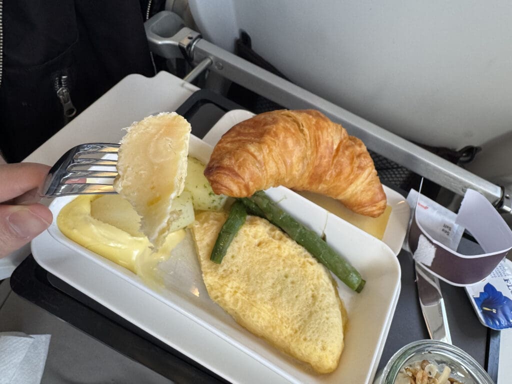 a plate of food on a tray