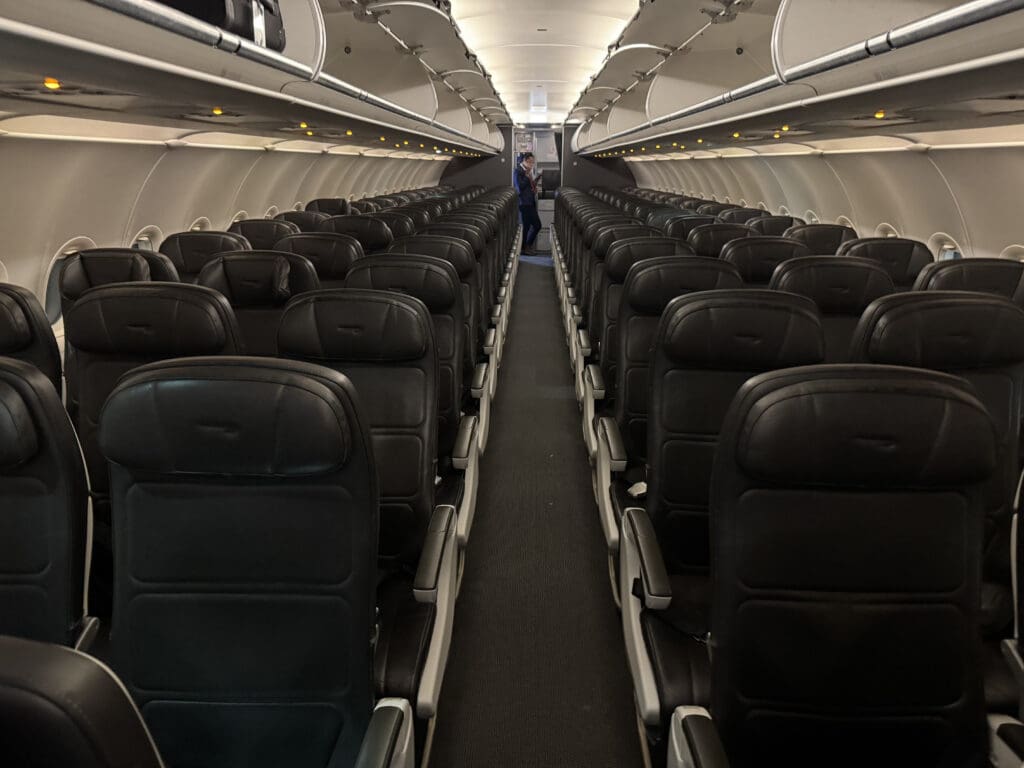 a row of seats in an airplane