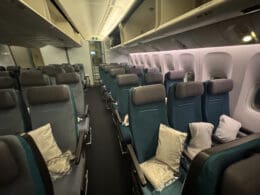 an airplane with seats and windows