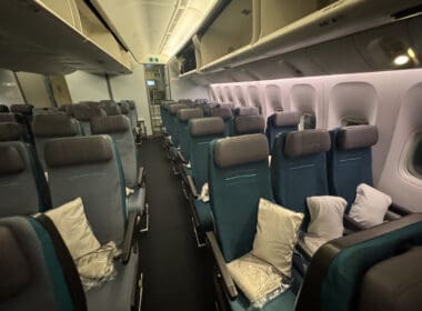 an airplane with seats and windows