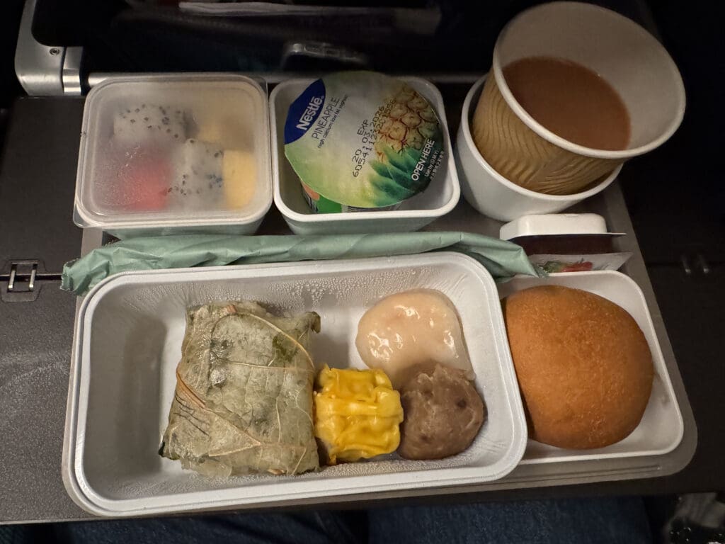 food in a tray on a tray