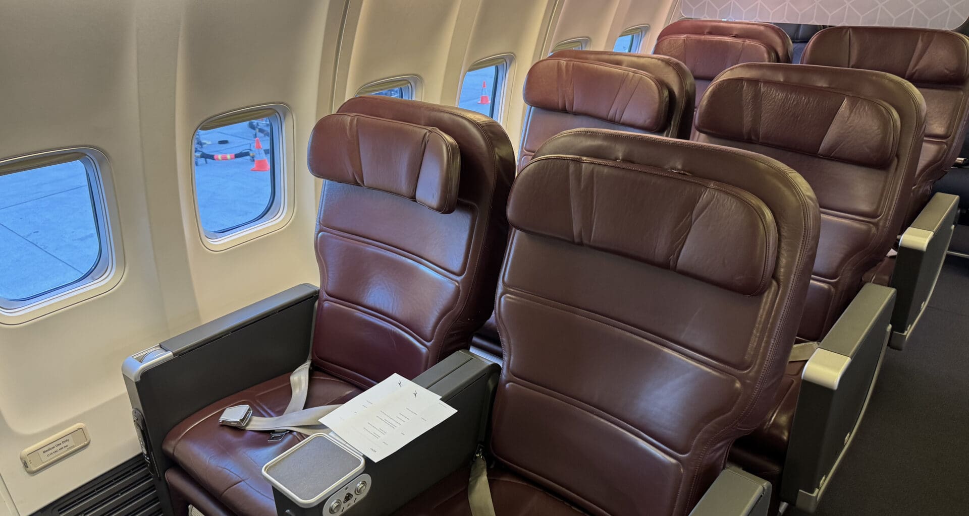 a row of seats in an airplane