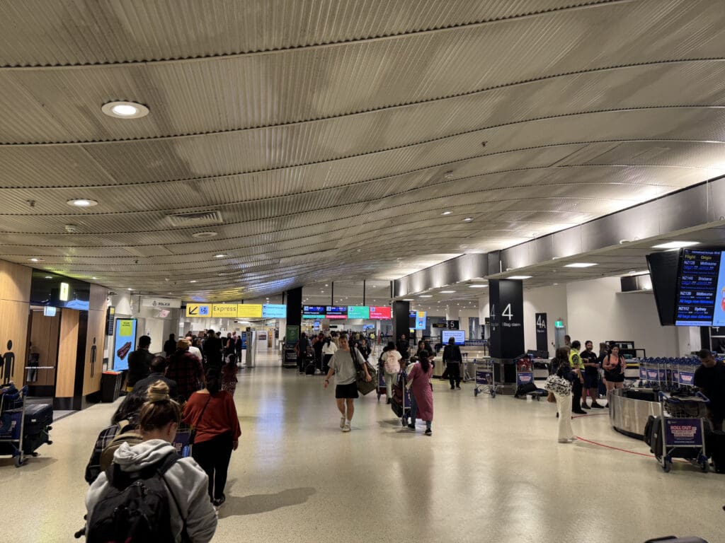 a group of people in an airport