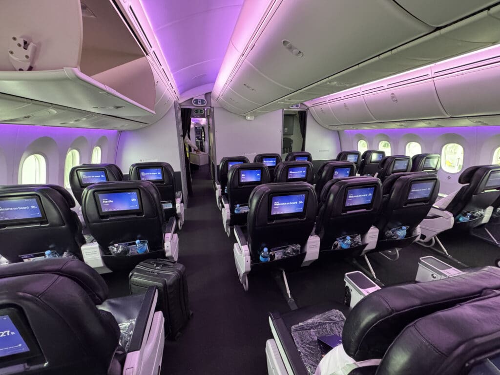 an airplane with rows of seats