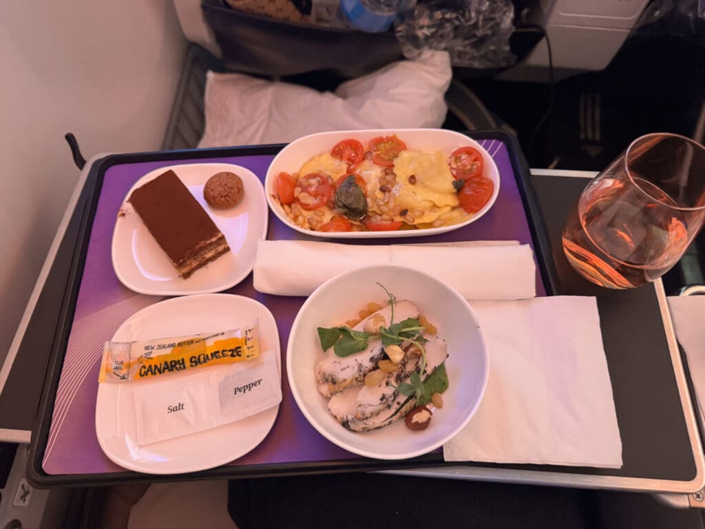 a tray with food on it