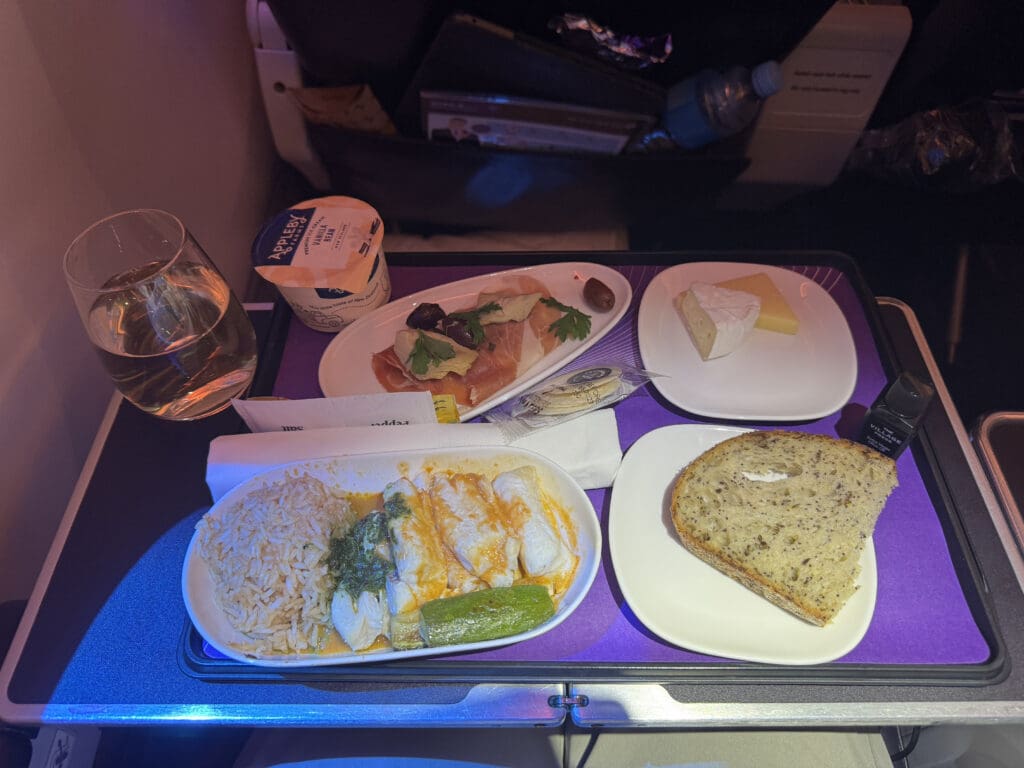 a tray with food on it