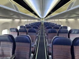 rows of seats in an airplane