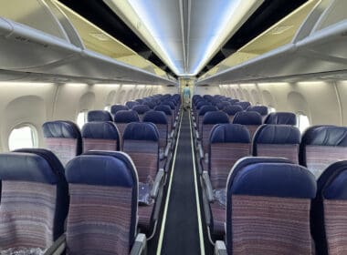 rows of seats in an airplane