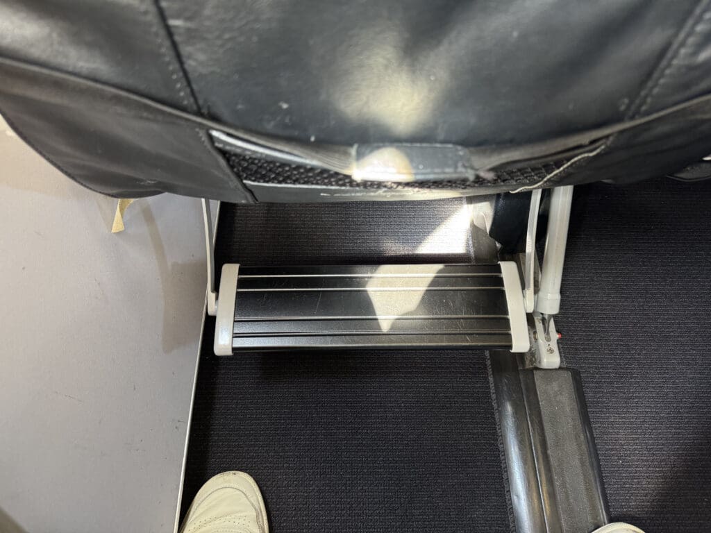a foot rest on a seat
