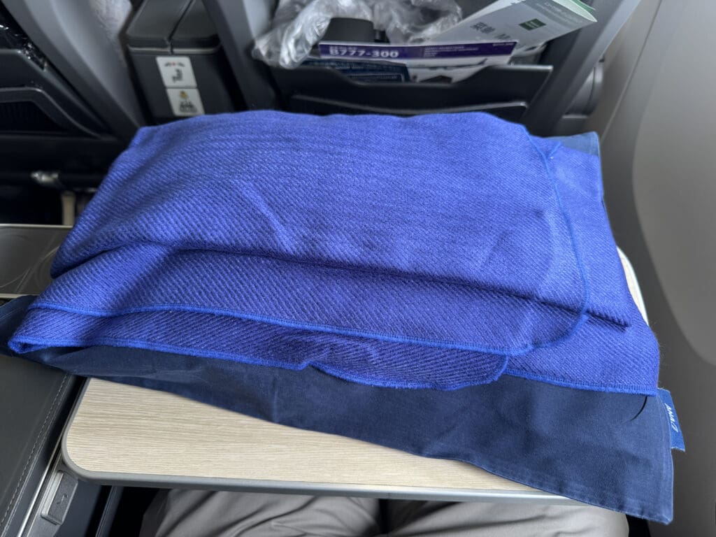 a blue towel on a table