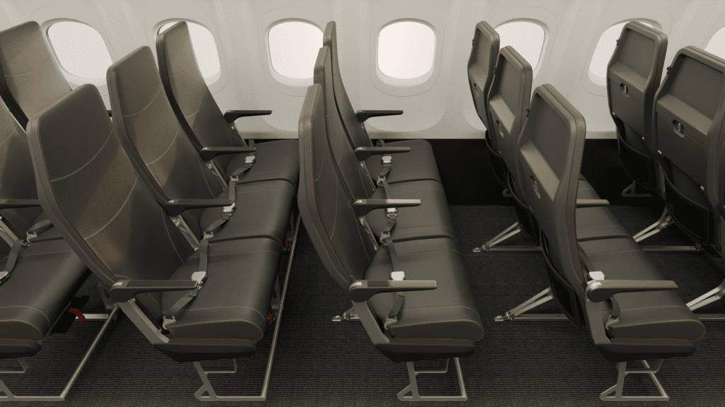 a row of seats in an airplane