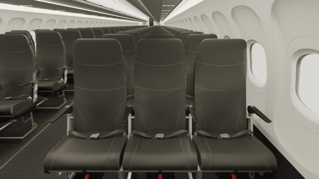 a row of seats in an airplane